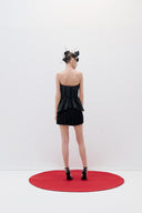 Brocade Mini Dress With Drape