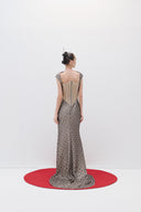 Embroidered Sequin Boat Neck Dress