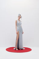 High Slit Draped Dress