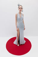 High Slit Draped Dress