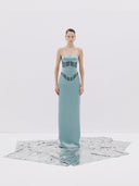 A Teal Strapless Corset Gown