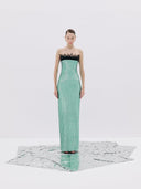 Mint Green Strapless Lace-Trim Gown