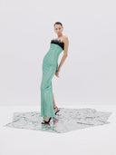 Mint Green Strapless Lace-Trim Gown