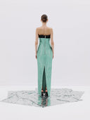 Mint Green Strapless Lace-Trim Gown