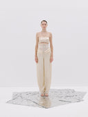 Strapless Sequined Cream Bandeau Top