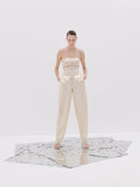 High Waisted Sequin Pants with a Corset Waistband