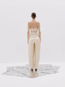 Strapless Sequined Cream Bandeau Top