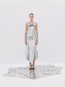 Silver Sequined Halter Midi Dress