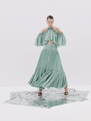 Pleated Skirt with Corset Detailed Belt