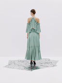 Halter Crop Top with Flowing Sleeves