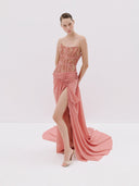 Blush Pink Lace Corset Gown