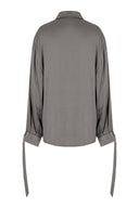 Satin Scarf-Neck Blouse