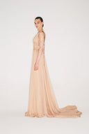 V-Neck Silk Chiffon Maxi Dress