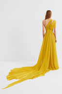 Draped One-Shoulder Gown