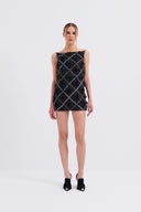 Embellished Organza Mini Dress