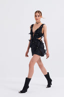 Cut-Out Embellished Organza Dress